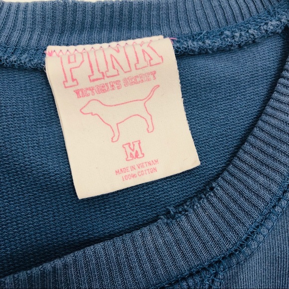 [VS Pink] Blue Distressed Crewneck Sweatshirt - Picture 5 of 7
